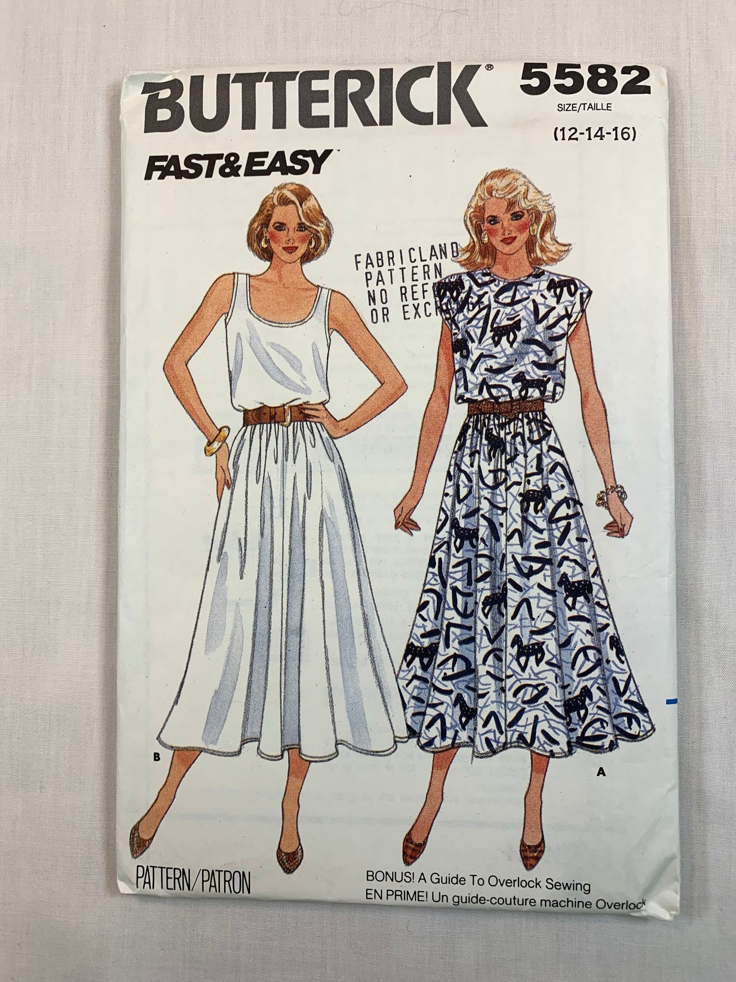 Butterick 5582 Misses'/Misses' Petite Dress, Size 12-14, Uncut, Vintage 1987