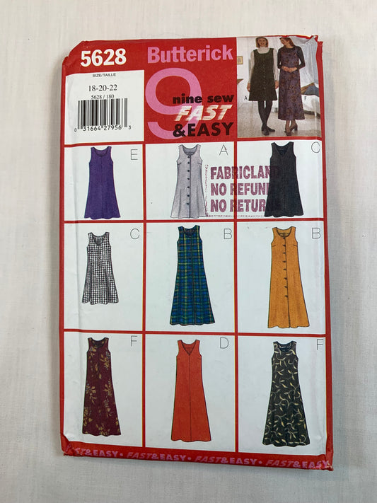 Butterick 5628 Misses' Petite, Jumper, Dress Size 18-22, Uncut, Vintage 1998
