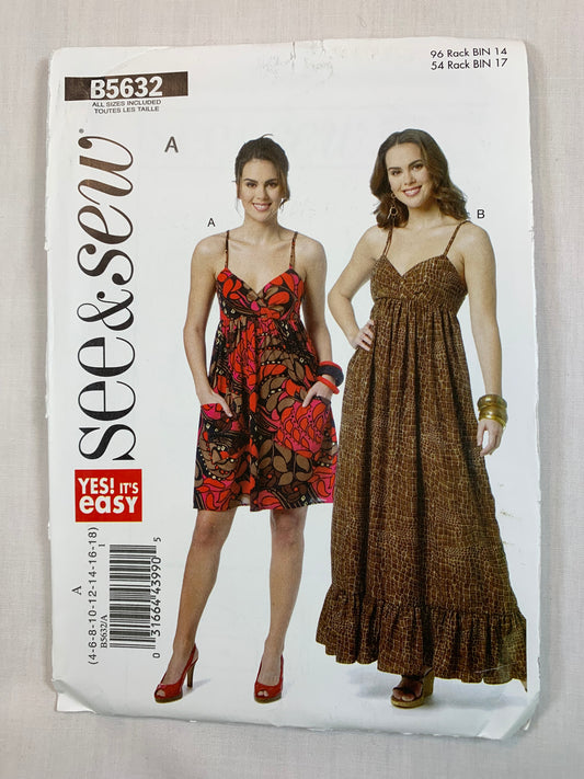 Butterick B5632 Misses' Dress, Size 4-18, Uncut, 2011