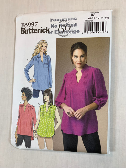 Butterick B5997 Misses' Tops, Size 8-16, Uncut, 2013