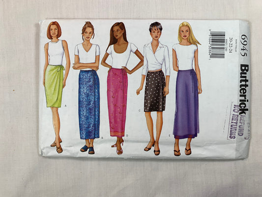 Butterick 6945 Misses' Skirts, Size 20-24, Uncut, 2000