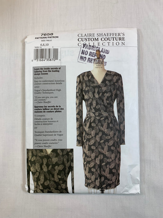 Vogue 7658, Misses' Dress, Belt, Size 6-10, Uncut, 2002
