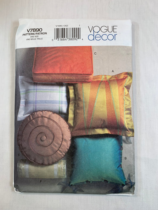 Vogue V7890 Home Decor Pillow Covers, Uncut, 2004