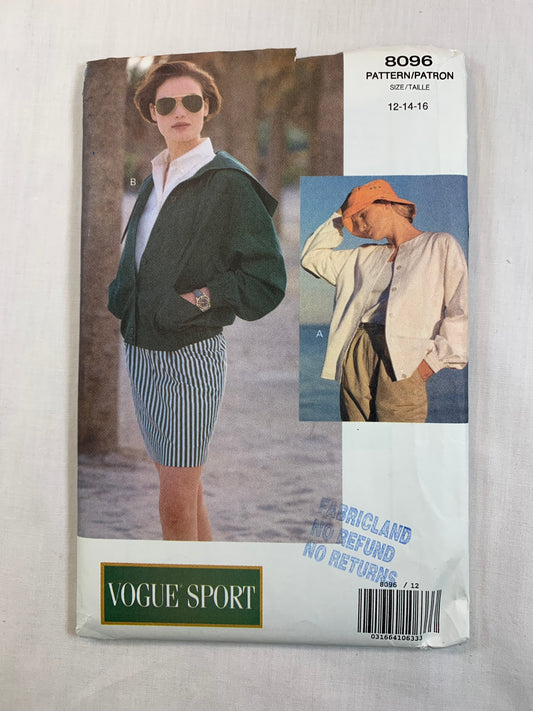 Vogue 8096 Misses' Jacket, Size 12-16, Uncut, Vintage 1991