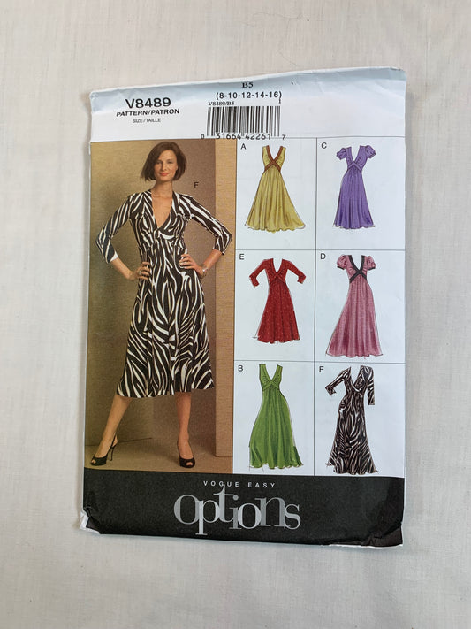 Vogue V8489, Misses' Dress, Size 8-16, Uncut, 2008
