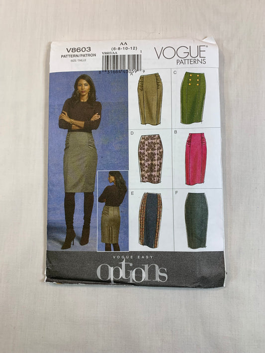 Vogue V8603 Misses' Skirts, Size 6-12, Uncut, 2009