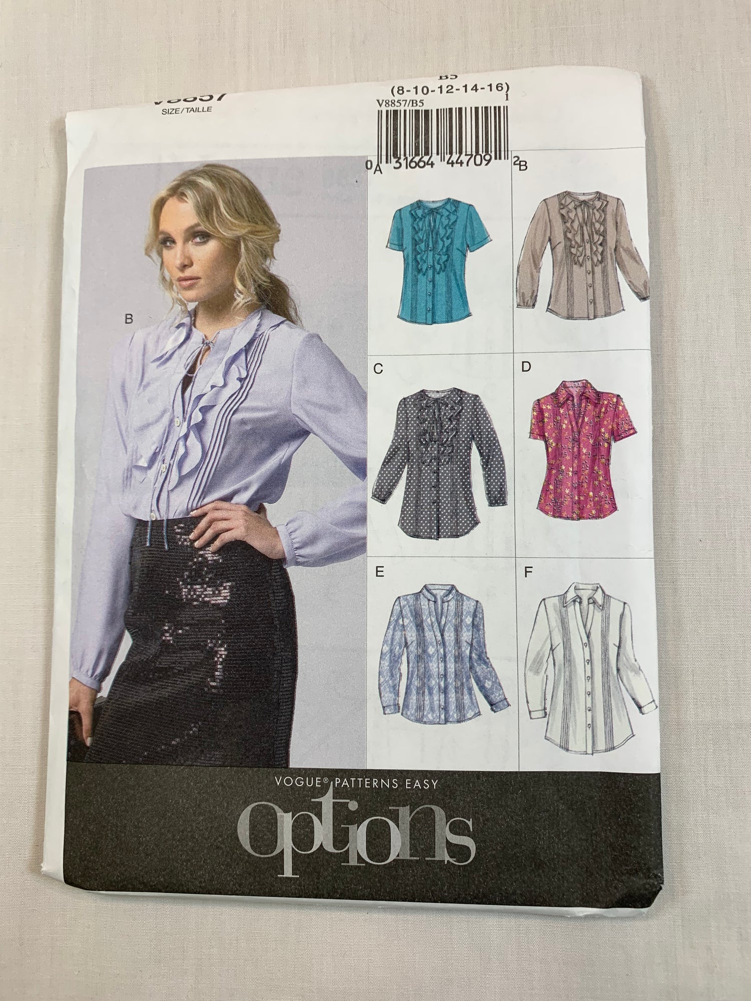 Vogue V8772, Misses' Blouse, Tunics, Size 8-16, Uncut, 2012