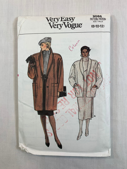 Vogue 9086 Misses' Jacket, Size 8-12, Uncut, Vintage 1985