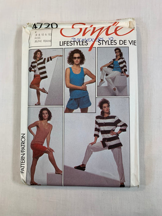 Style 4720 Misses' Vest. Skirt, Jacket, Pants, Shorts, Size 8-12, Uncut, Vintage 1986