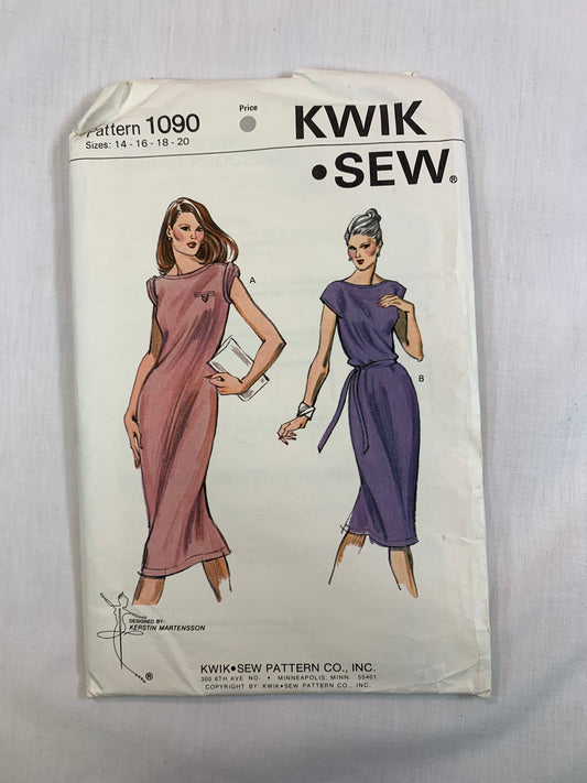 KWIK 1090 Misses' T-Shirt Dresses, Size 14-20, Uncut