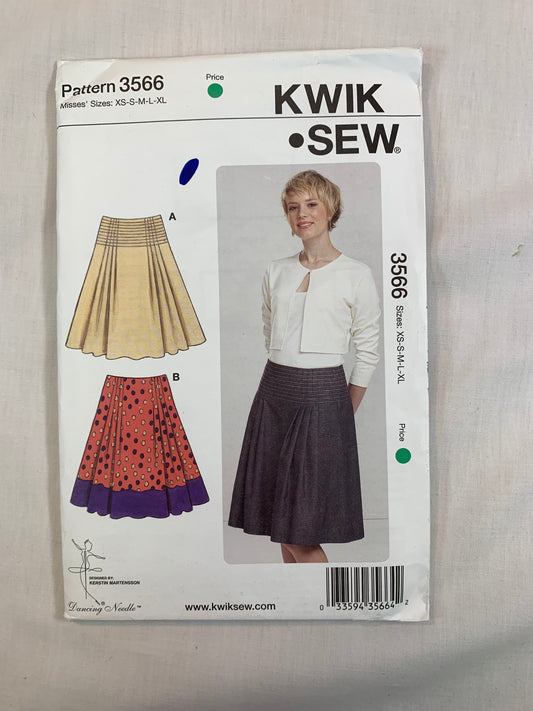 KWIK 3566 Misses' Skirts, Size XS-XL, Uncut, 2007
