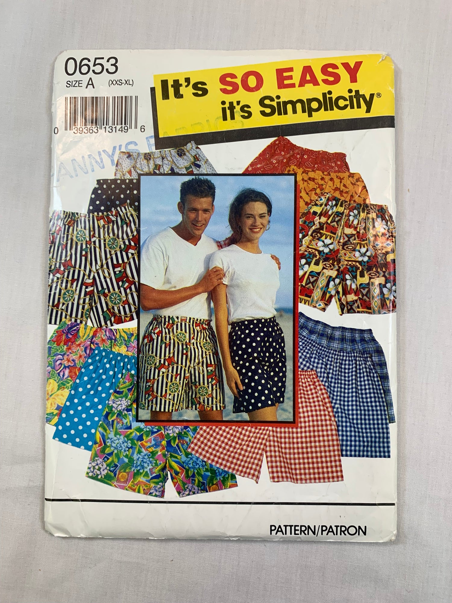 Simplicity Sewing Pattern 0653 Misses', Men's, Teen Boys', Girls' Shorts, Size XXS-L, Cut, Vintage 1993