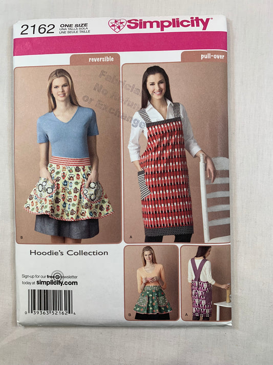 Simplicity Sewing Pattern 2162 Misses' Aprons, Reversible, Over The Head, One Size, Uncut, 2011