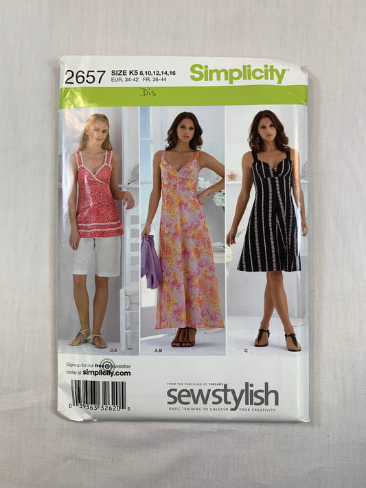 Simplicity Sewing Patterns 2657 Misses'/Miss Petite Shorts, Dress, Tunic, Knit Bolero, Size 8-16, Uncut, 2009