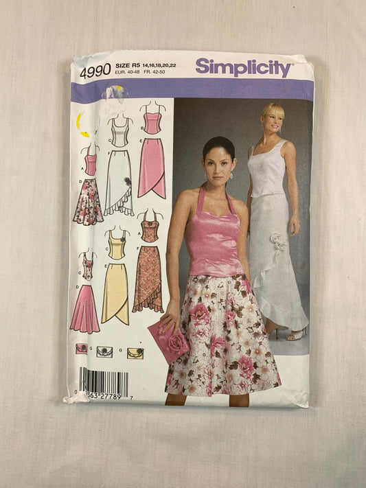 Simplicity 4990 Misses'/Miss Petite Evening Skirt, Top, Purse, Size 14-22, Uncut, 2004