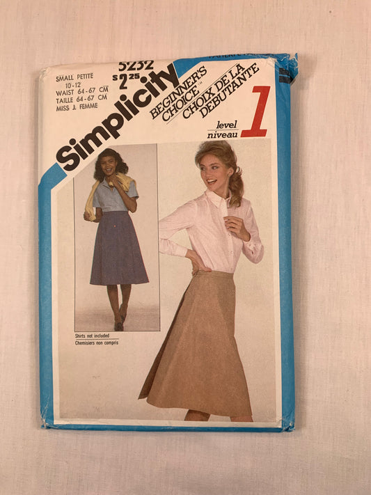 Simplicity 5232 Misses' Skirts, Size 10-12, Uncut, Vintage 1981