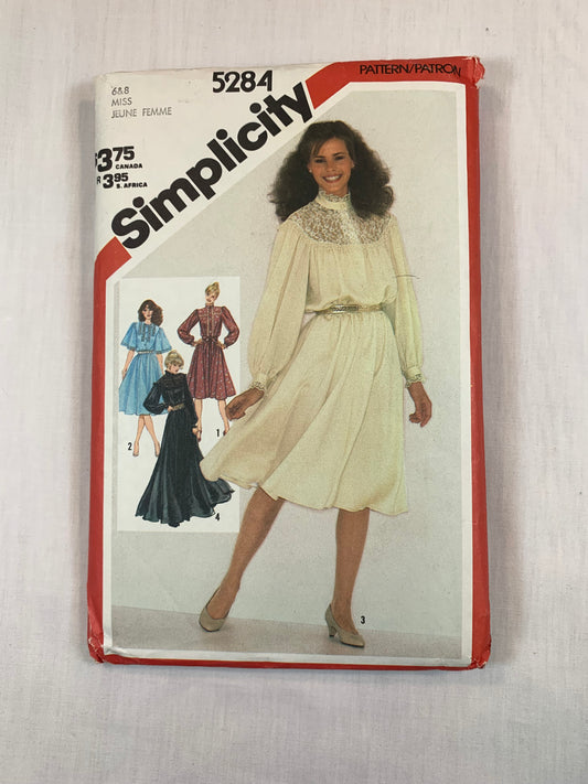 Simplicity 5284 Misses' Pullover Dresses, Size 6-8, Cut, Vintage 1981