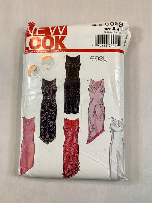 Simplicity New Look Sewing Pattern 6039 Misses' Dress, Sleevesless, 4 Variations, V-Neckline, Size 6-16, Uncut, 2002
