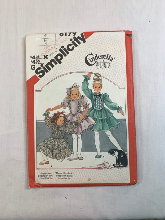 Simplicity 1437 Cinderella, Girls' Dresses, Size 4, Uncut, Vintage 1983