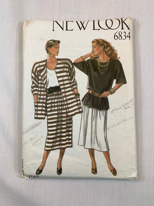 Simplicity New Look 6834 Jacket, T-Shirt, Vest, Skirt, Size 8-16, Cut,