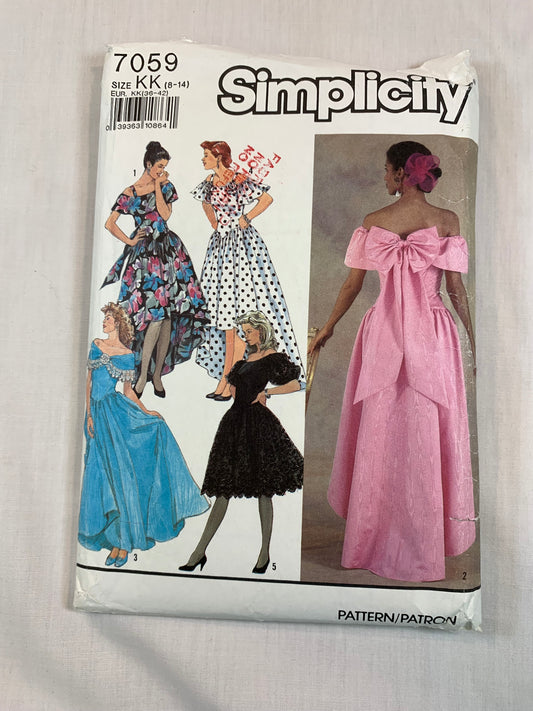 Simplicity 7095 Misses' Dress, Size 4-14, Cut, Vintage 1990