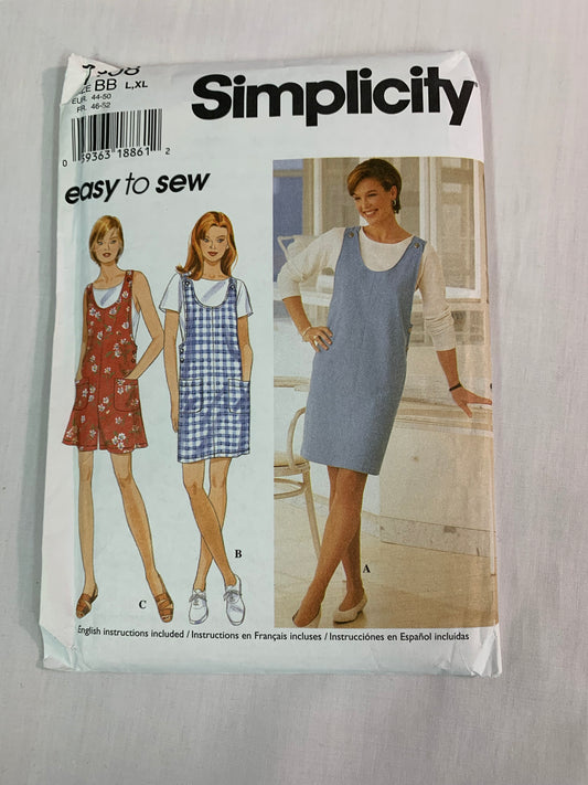 Simplicity 7108 Misses' Jumper, Romper, Size 18-24, Uncut, Vintage 1996