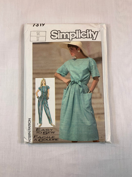 Simplicity 7319 Misses' Pants, Skirt, Top, Size 14, Cut, Vintage 1986
