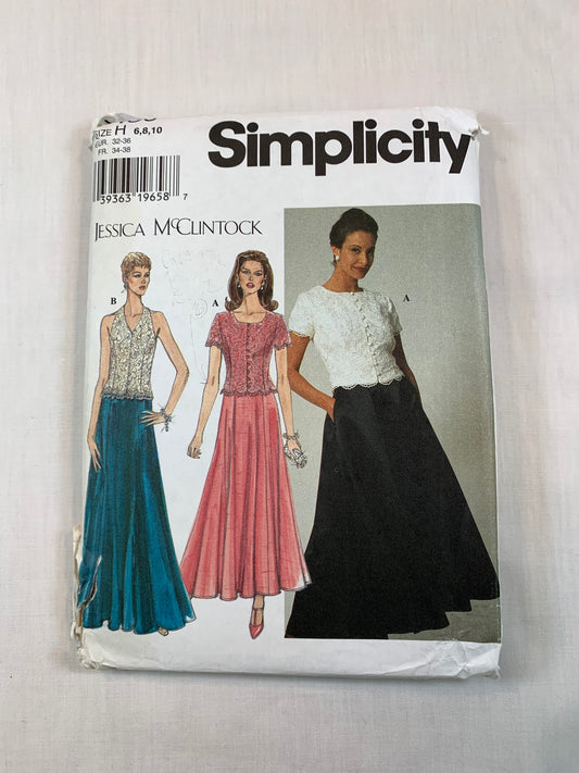 Simplicity Sewing Pattern 7436 Misses' Dress, Top, Skirt, Princess Seams, Pockets, Zipper Back, Size 6, Cut, Vintage 1996