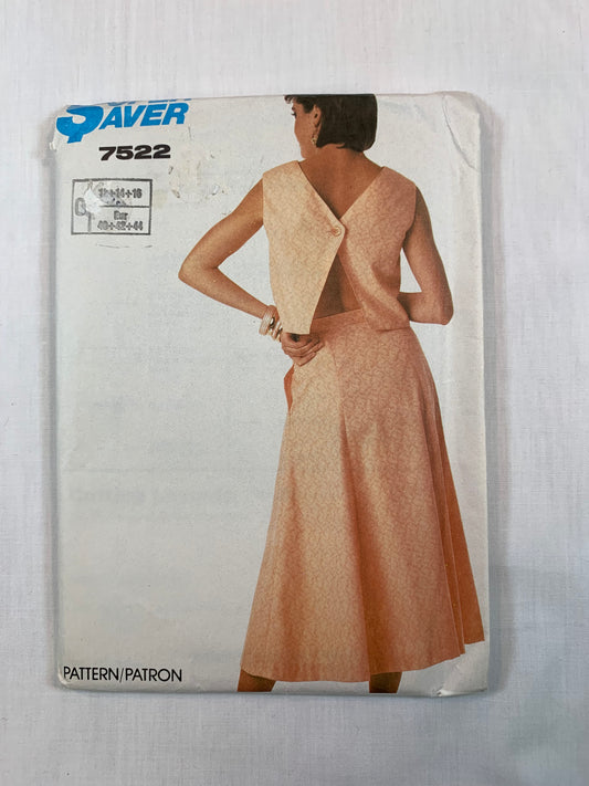 Simplicity Super Saver 7522 Skirt, Top, Size 12-16, Uncut, Vintage 1986