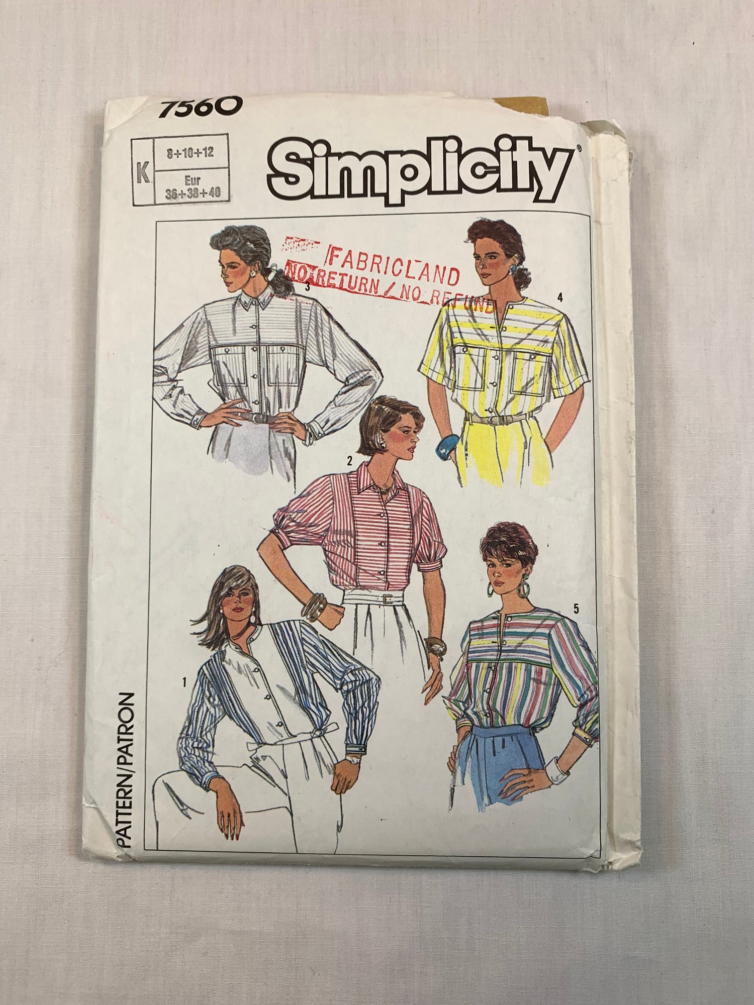 Simplicity 7560 Misses' Blouses, Size 8-12, Cut, Vintage 1986