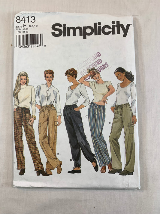 Simplicity 8413 Misses' Pants, Size 6-10, Uncut, Vintage 1998