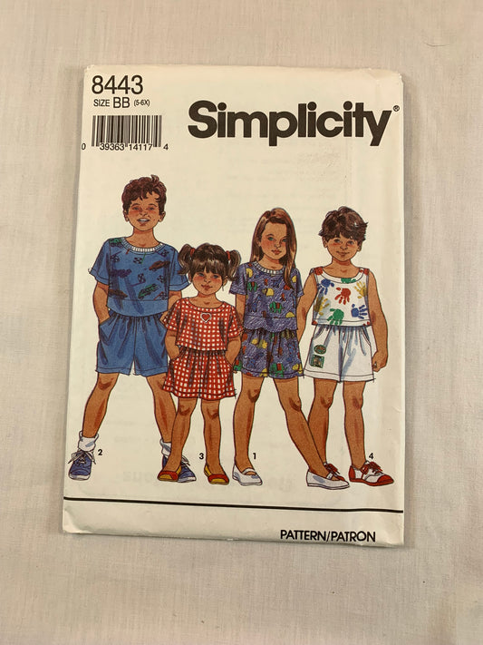 Simplicity 8443 Child's Shorts, Tops, Size 5-6X, Uncut, Vintage 1943