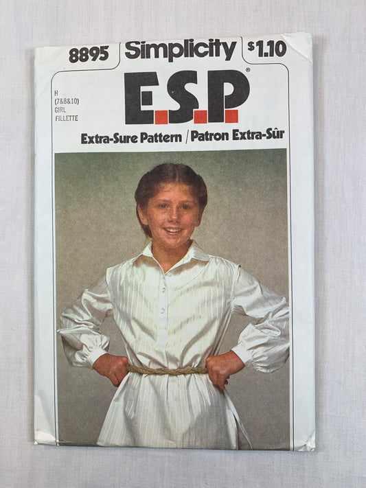 Simplicity 9091 Girls' Blouse, Size 7-10, Cut, Vintage 1979