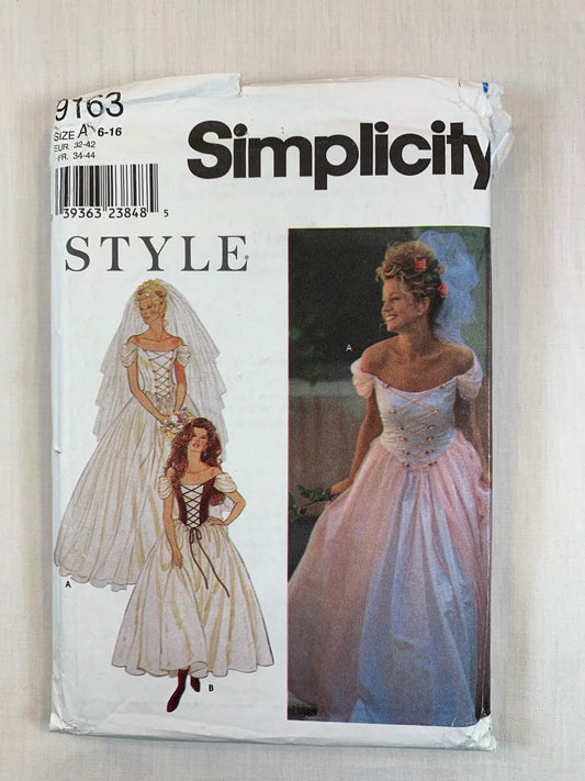 Simplicity 9163 Misses' Wedding Dress, Bridesmaid Dress, Size 8, Cut, Vintage 1973