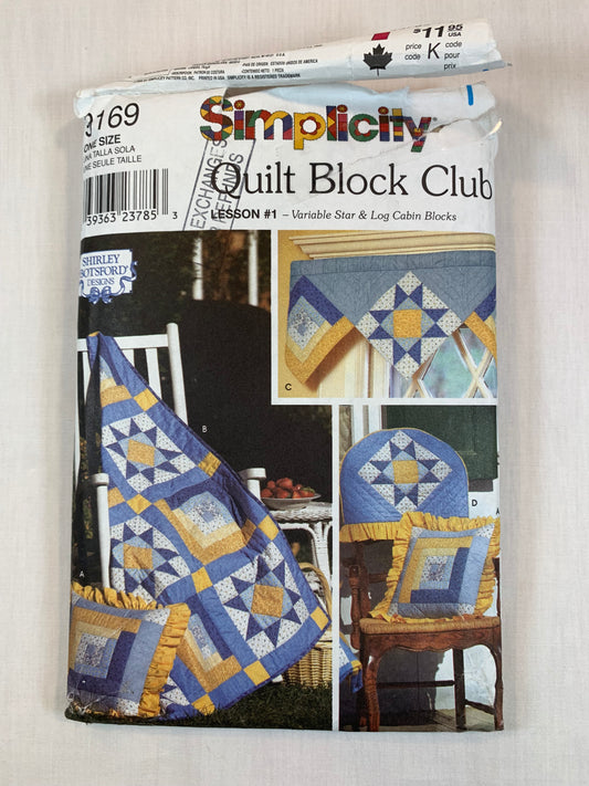Simplicity 9169 Crafts, Quilt Block Club, Shirley Botsford Design, Wall Quilt, Pillow, Valance, Cut, Vintage 1981