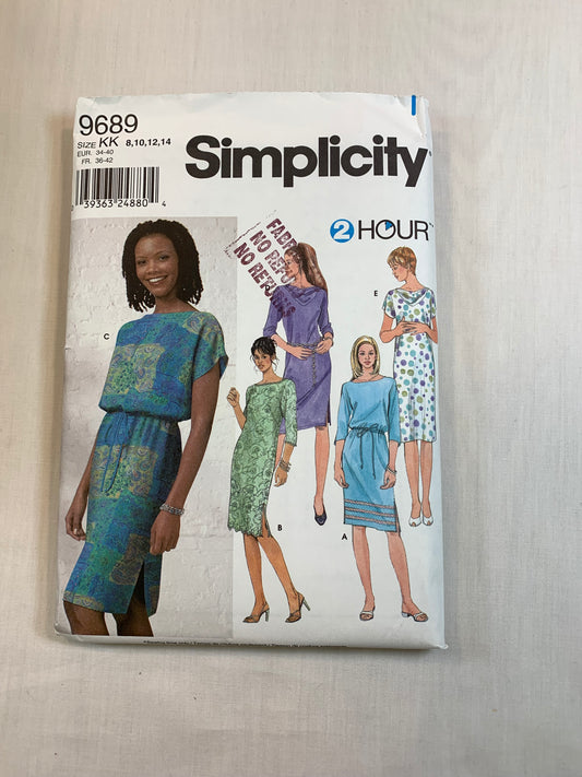Simplicity 9689 Misses' Dresses, Size 8-14, Uncut, 2001