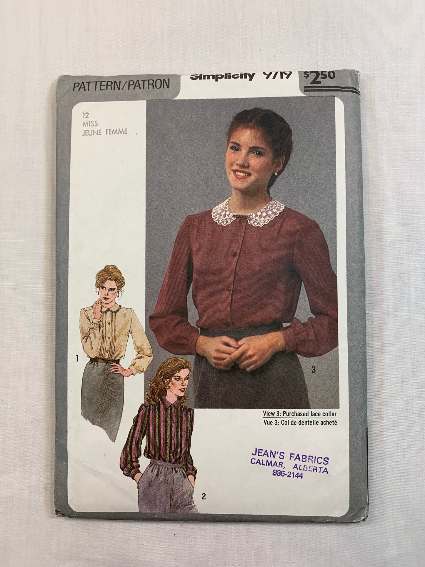 Simplicity 9719 Misses' Blouses, Size 12, Cut, Vintage 1980