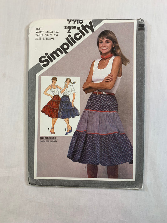 Simplicity 9918 Misses' Skirts, Size 6-8, Cut, Vintage 1981