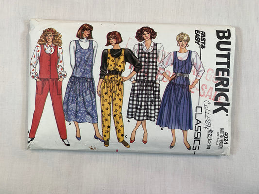 Butterick 4024 Misses' Jumpsuit, Jumper, Size 12, Cut, Vintage 1986
