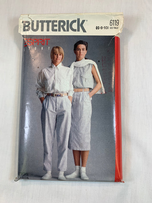 Butterick 6119 Misses' Shirt, Skirt, Pants, Size 10, Cut, Vintage 1988