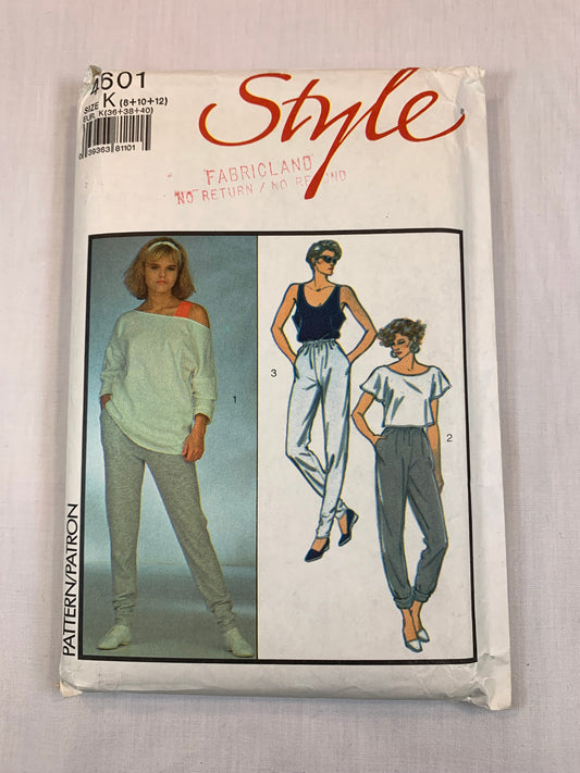 Style 4601 Misses' Top, Vest, Trousers, Pants Size10, Cut, Vintage 1986