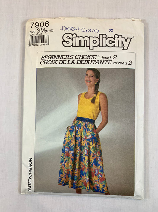 Simplicity 7906 Misses' Skirts, Size 12, Cut, Vintage 1986