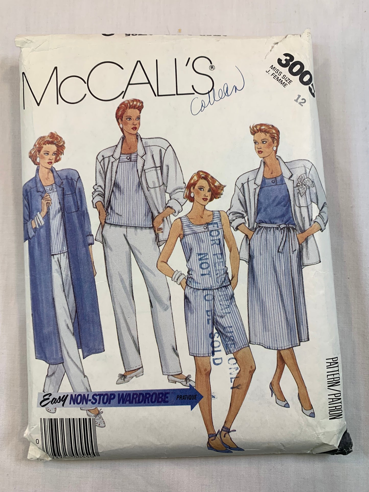 McCall's 3005 Misses' Duster Coat, Shirt Jacket, Top, Skirt, Pants, Shorts, Size 12, Cut, 1987