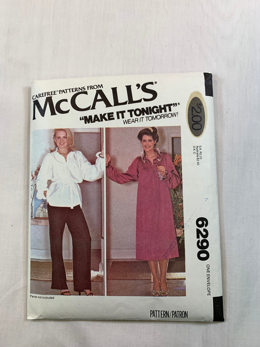 McCall's 6290 Misses' Dress, Top, Size 6-24, Cut, Vintage 1978