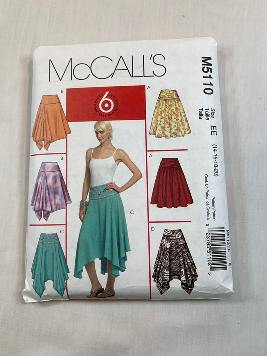McCall's M5110 Misses' Skirt, Size 14-20, Cut, 2006
