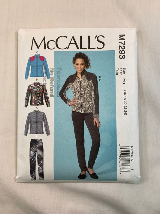 McCall's M7293 Misses' Unlined Jacket, Pants, Size 16, Cut, 2015