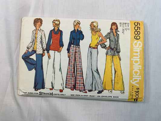 Simplicity 5589 Misses' Shirt-Jacket, Top, Pants, Size 12, Uncut, Vintage 1973
