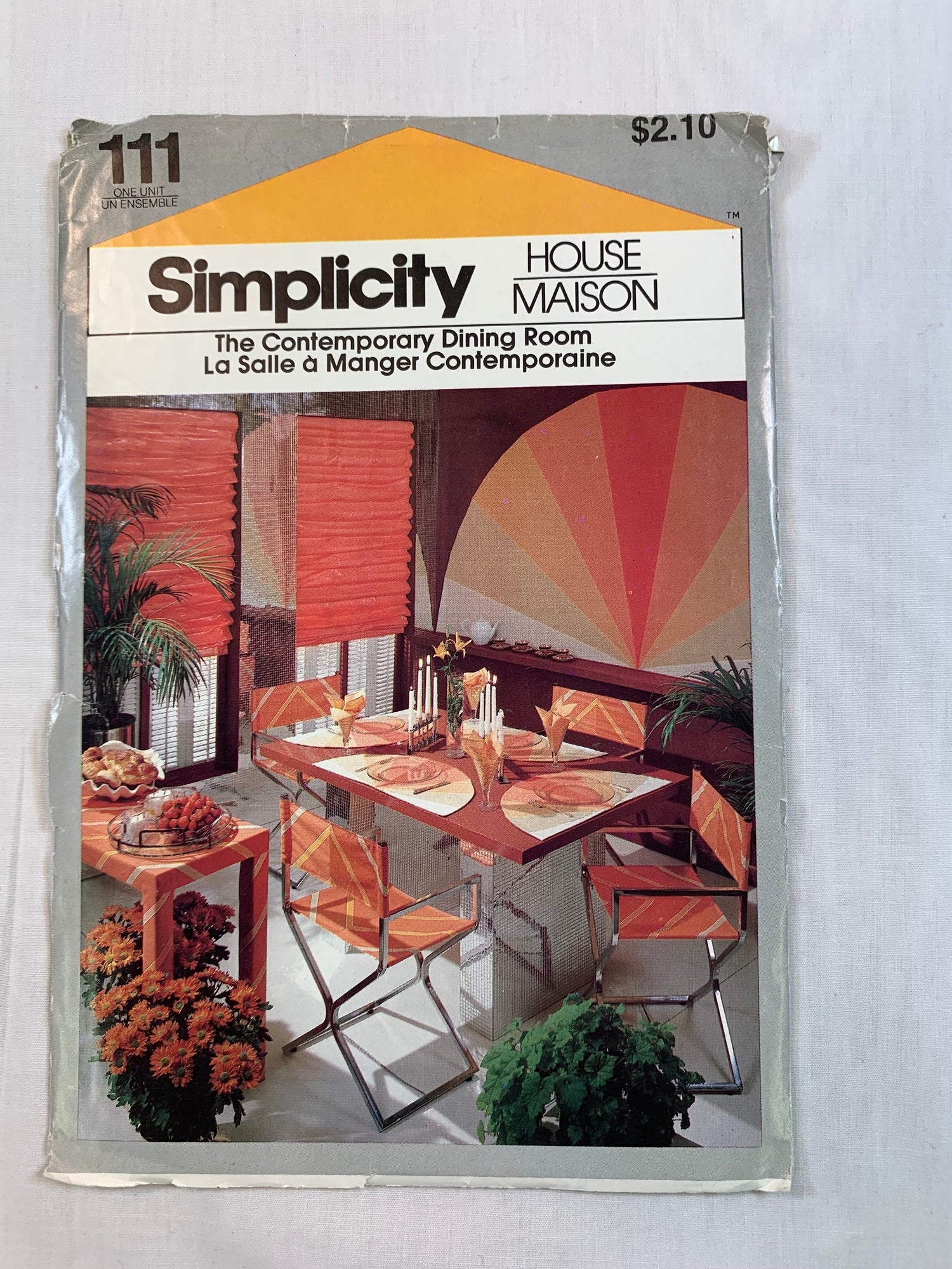 Simplicity Sewing Pattern 111, Crafts, Dining Room Accessories, Placemats, Shades, Chair Cover, Wall Art, Uncut, Vintage 1979