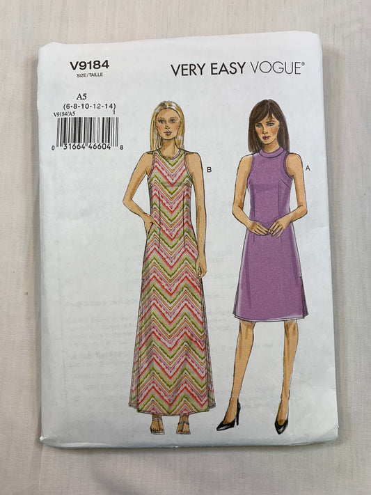 Vogue V9184, Misses'/Misses' Petite Dress, Size 6-14, Uncut, 2016