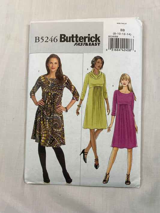 Butterick B5246 Misses' Dress Size 8-12, Cut, 2008